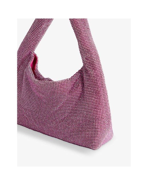Kara Purple Crystal-embellished Metallic Shoulder Bag