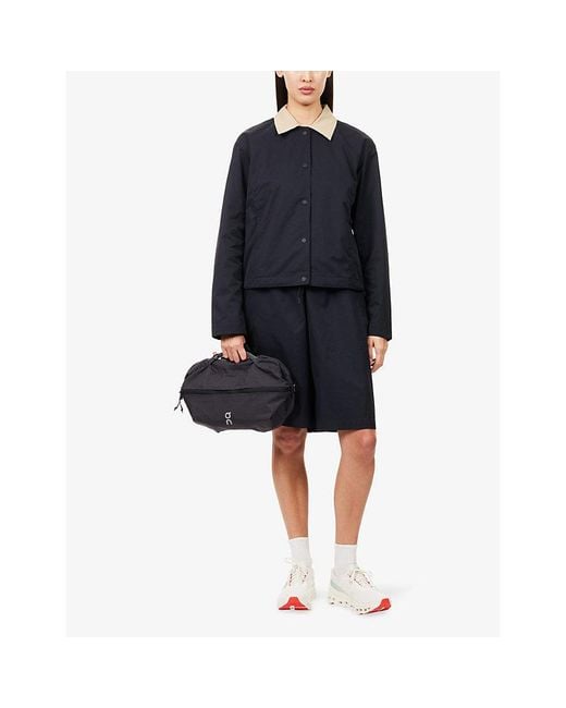 On Shoes Blue Zendaya X Ctrast-Collar Coach Woven Jacket