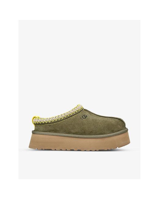 Ugg Green Tazz Suede And Shearling Slippers
