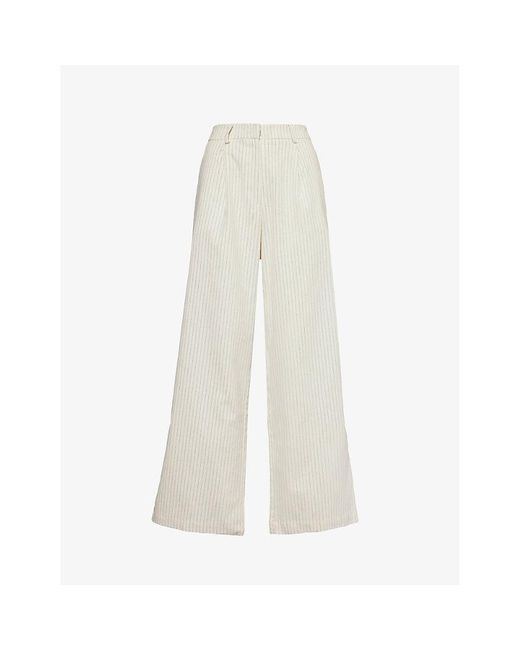 Pretty Lavish White Harlee High-rise Cotton Trousers