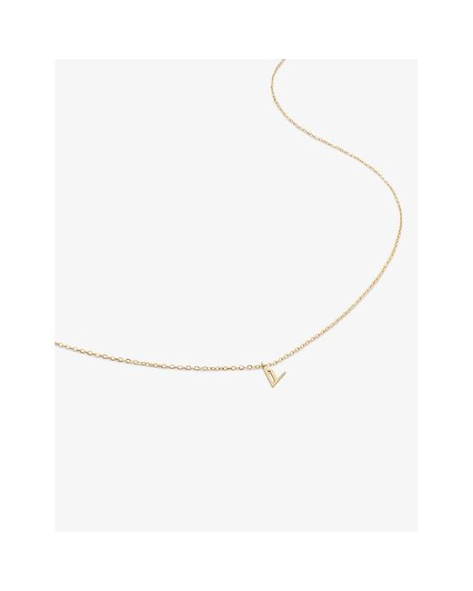 Monica Vinader White Small Letter V 14ct Yellow-gold Pendant Necklace