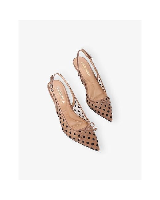 Carvela Kurt Geiger Pink Positano Spot Slingback Heeled Vinyl Pumps