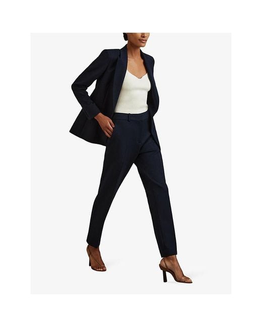Reiss Blue Gabi Slip-Pocket Slim-Leg Mid-Rise Woven Trousers