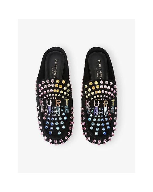 Kurt Geiger Black Kurt Crystal Suede Slippers