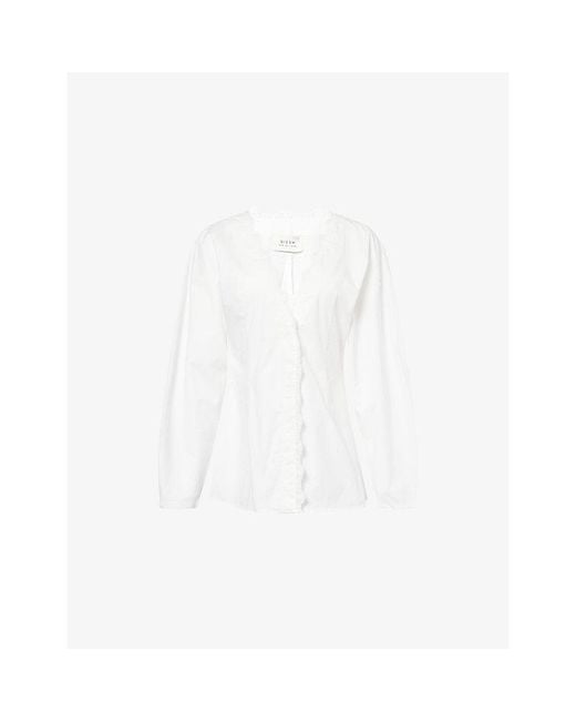 Dissh White Lucette Lace-Trim Cotton Top