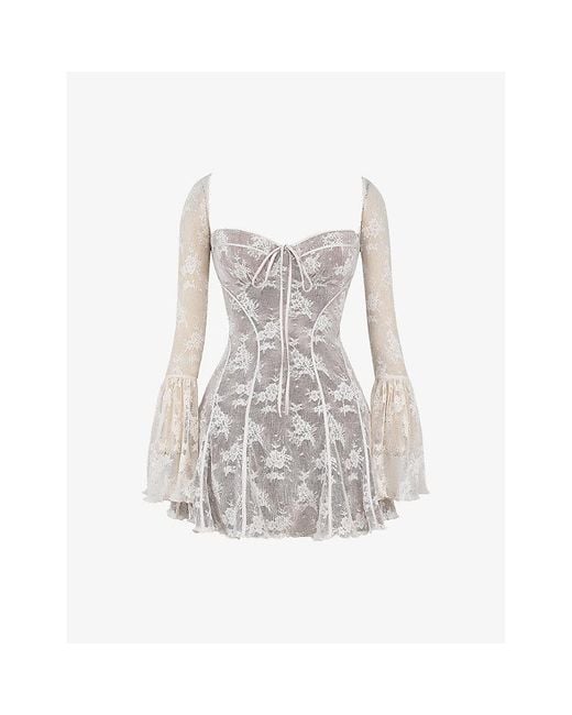 House Of Cb Analissa Floral-Pattern Lace Mini Dress in Pink | Lyst House Of Cb Analissa Floral-Pattern Lace Mini Dress in Pink | Lyst