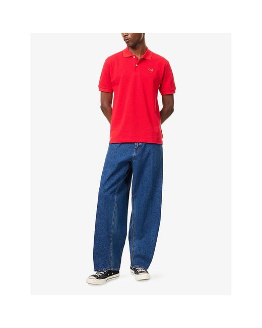 COMME DES GARÇONS PLAY Red Heart-Appliqué Regular-Fit Cotton Piqué Polo Shirt for men