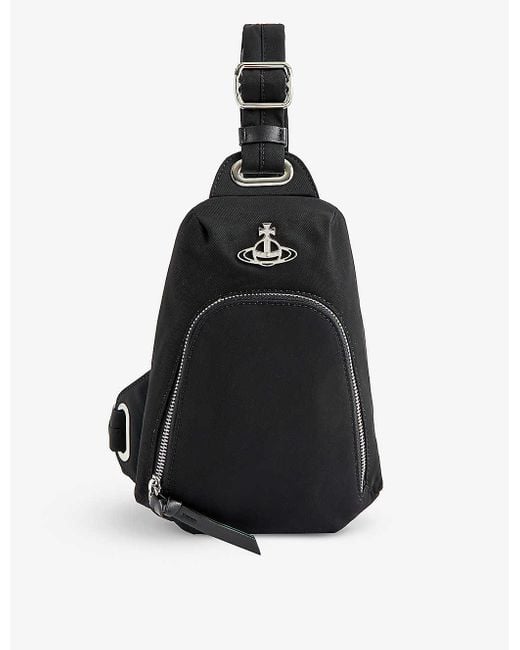 Vivienne Westwood Black Sling Logo-plaque Recycled-nylon Cross-body Bag