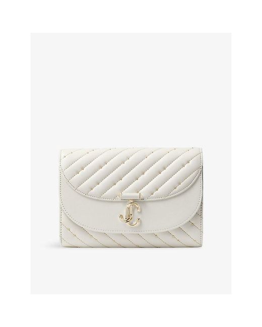 Jimmy Choo Natural Curved Quilted Leather Clutch Bag