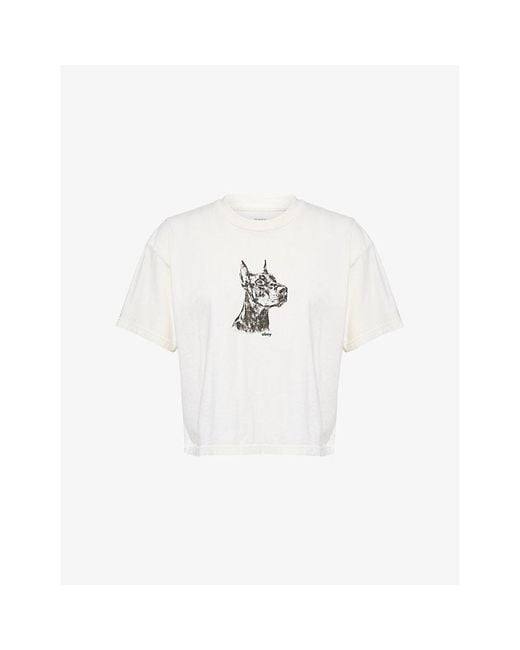 Obey White Doberman Graphic-Print Cotton T-Shirt
