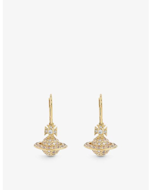 Vivienne Westwood White Carmela Gold-plated Brass And Cubic Zirconia Drop Earrings