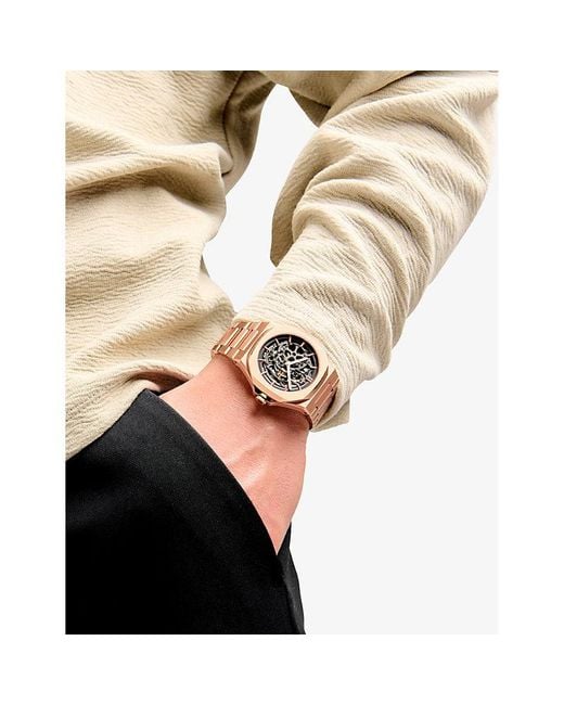 D1 Milano Metallic Skeleton Bracelet 41.5Mm Rose- Stainless Steel Mechanical Watch