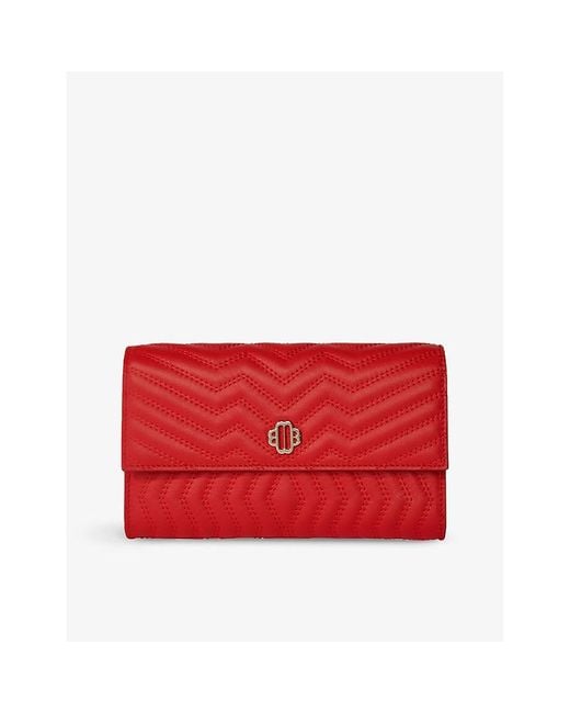 Maje Clover Quilted Leather Crossbody Bag in Red