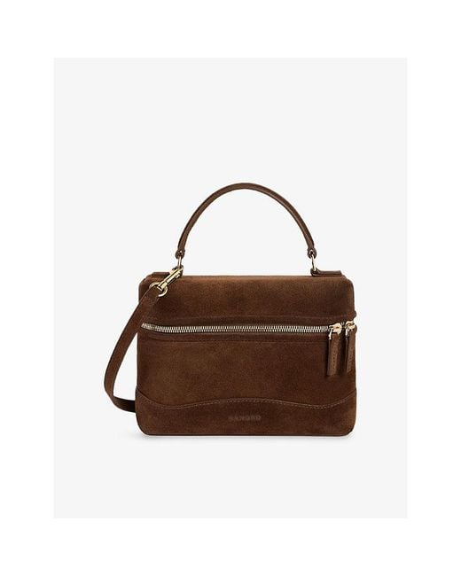 Sandro Brown Tangolino Suede Top-Handle Bag