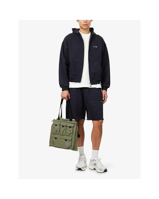 Cole Buxton Blue Surf Embroidered-Logo Cotton Hoodie for men