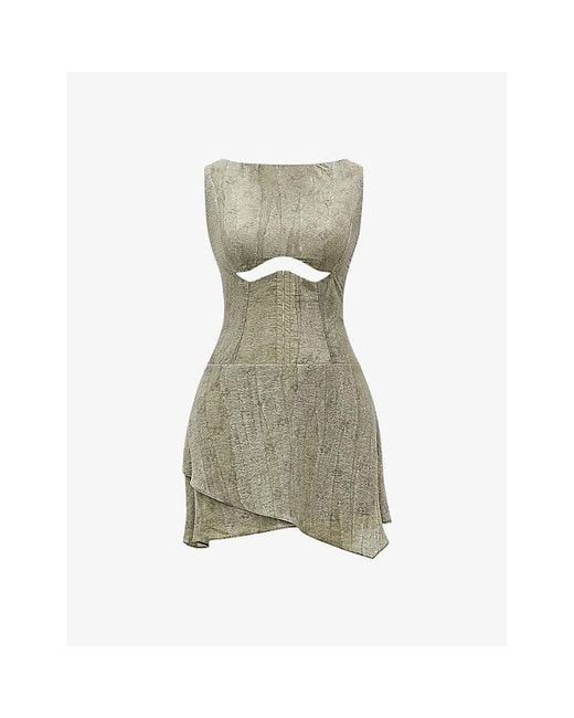 Mistress Rocks Green Cut-Out Slim-Fit Stretch-Jersey Mini Dress
