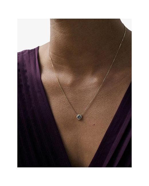 Astley Clarke White September Birthstone 14Ct- Sapphire And 0.08Ct Lab-Grown Diamond Pendant Necklace