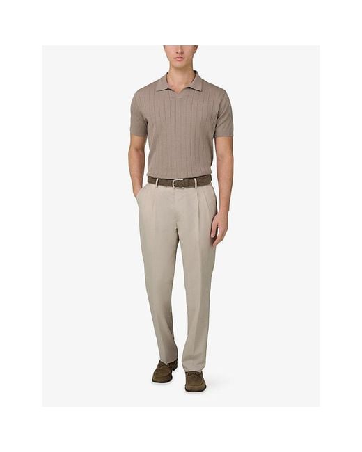 Boggi Natural Ribbed Relaxed-Fit Cotton And Silk Polo Shirt for men