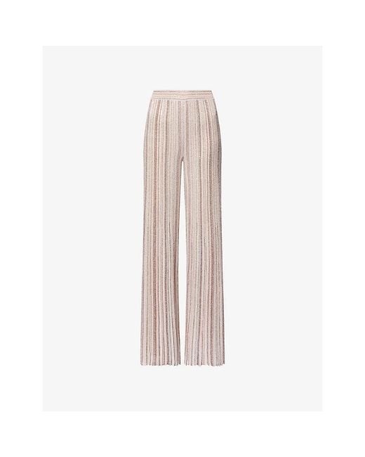 Missoni Natural Wide-Leg Sequin Woven Trousers