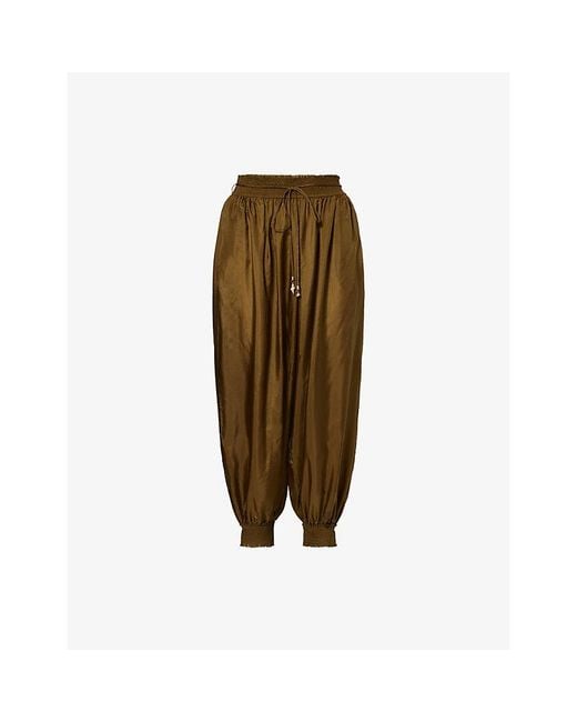 Zimmermann Green Mahon Silk Harem Trousers