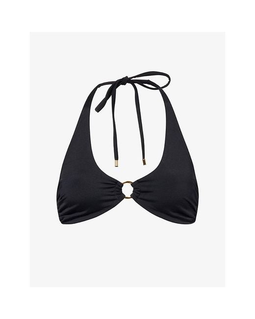 Away That Day Black Sorrento Halter Neck Bikini Top