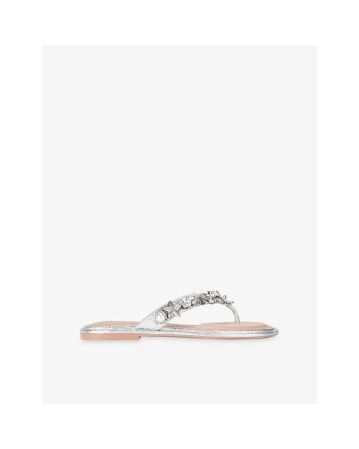 Carvela Kurt Geiger White Marina Faux-Leather Flat Sandals