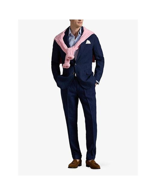 Polo Ralph Lauren Blue Single-Breasted Notch-Lapel Linen Blazer for men
