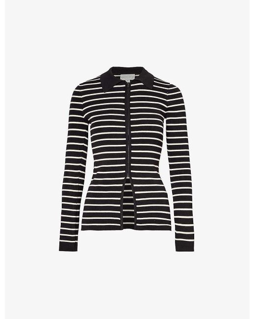 Pretty Lavish Black Stripe-pattern Slim-fit Knitted Top