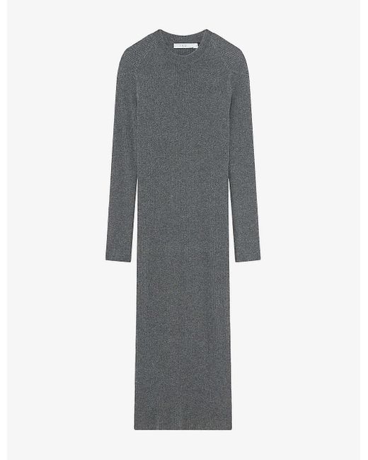 IRO Gray Liette Ribbed-knit Cashmere Maxi Dress