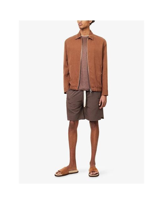 Eleventy Brown Drawstring Linen-Blend Shorts for men