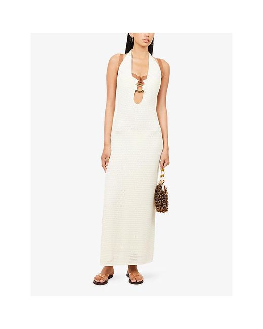 Cheap Monday White Montego Ring-Detail Crochet-Knit Maxi Dress