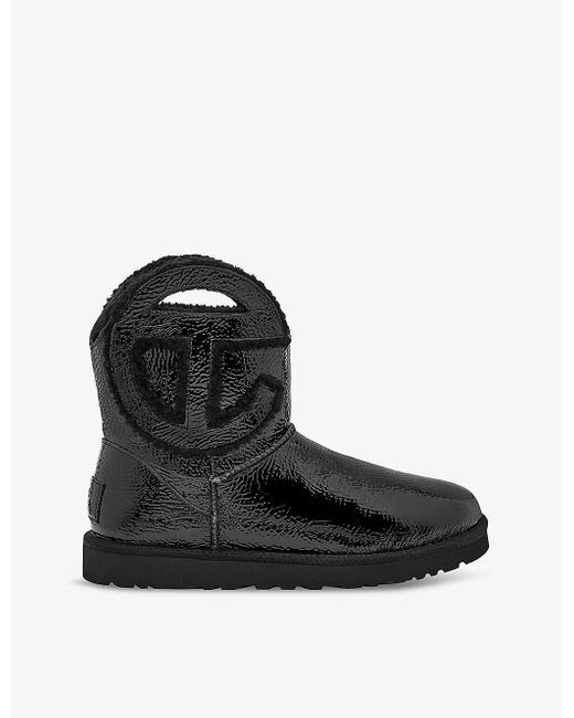 UGG X TELFAR Black Logo-embroidered Leather Ankle Boots