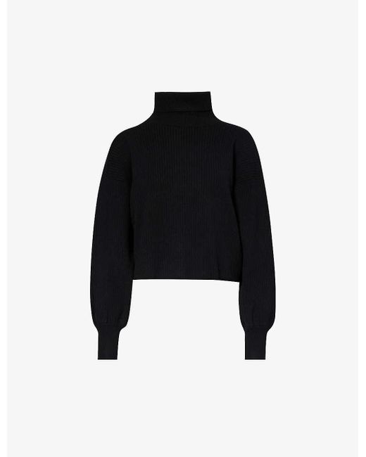 GOOD AMERICAN Black Mock Turtle-neck Knitted Top X