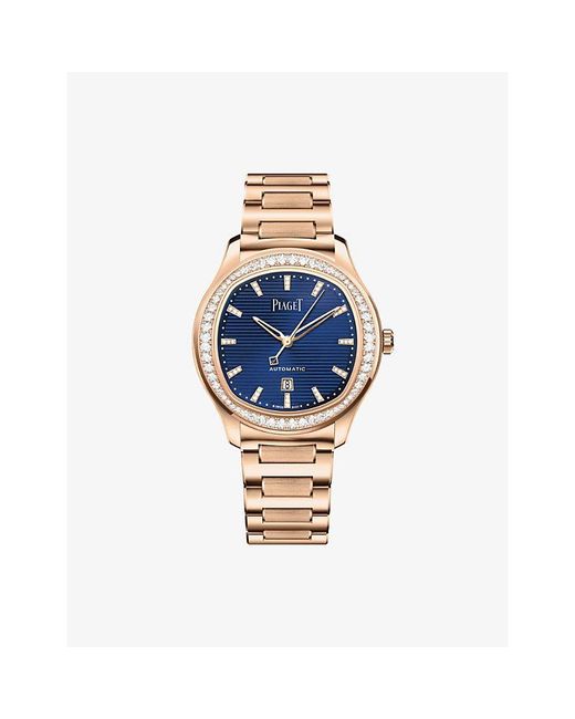Piaget Blue Polo Rose- And Diamond Watch 36Mm for men