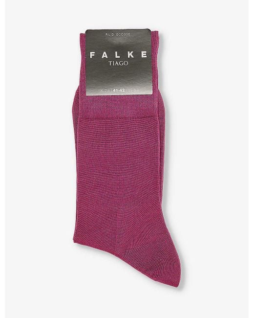 Falke Purple Tiago Logo-print Organic-cotton Blend Knitted Socks for men