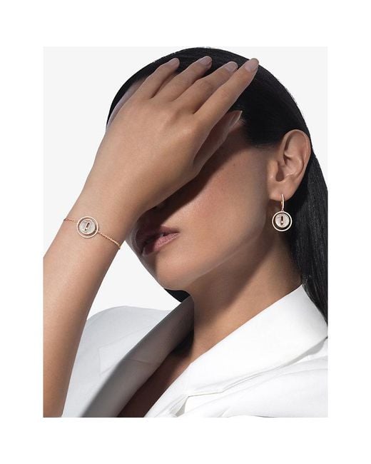 Messika White Lucky Move 18Ct Rose- 0.53Ct Diamond And Mother-Of-Pearl Earrings