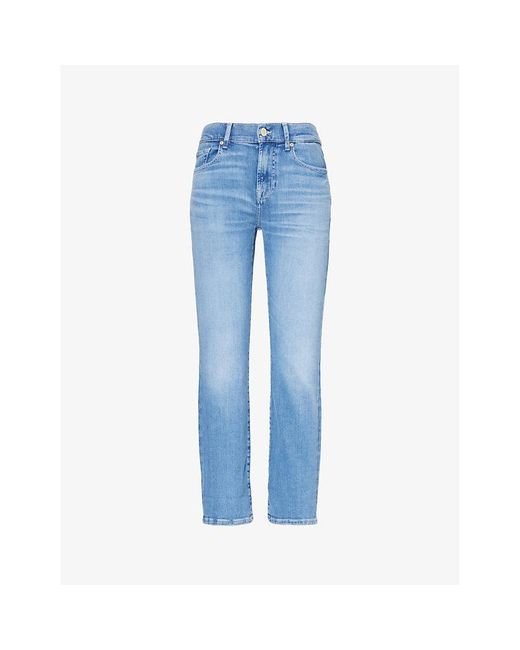 7 For All Mankind Blue Relaxed Skinny Tapered-leg Mid-rise Stretch-denim