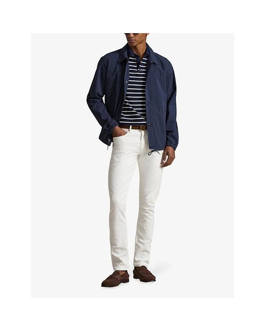 Polo Ralph Lauren Blue Logo-Embroidered Seersucker-Textured Stretch Cotton-Blend Jacket for men