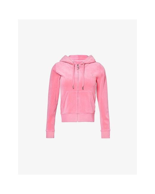 Juicy Couture Pink Hot Robertson Crystal-Embellished Velour Hoody