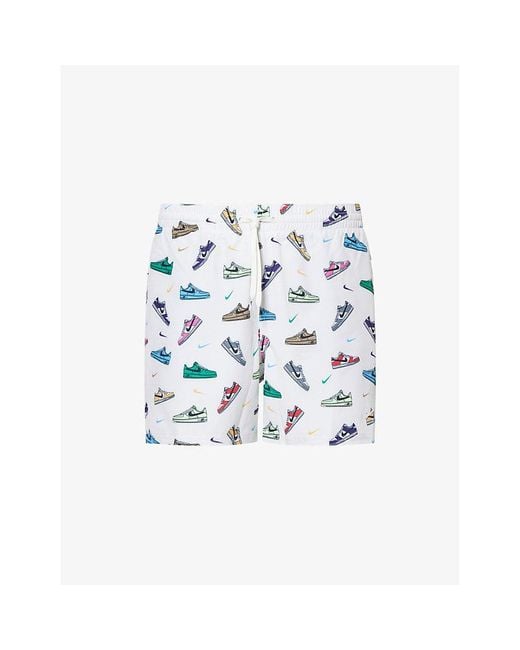 Nike Blue Graphic-Print 7In Stretch-Woven Volley Shorts for men