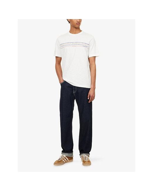 Paul Smith White Brand-Embroidered Short-Sleeve Cotton-Jersey T-Shirt for men