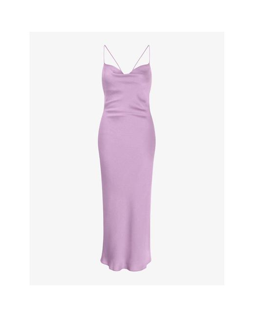 OMNES Purple Riviera Cowl-neck Sleeveless Recycled-polyester Midi Dress