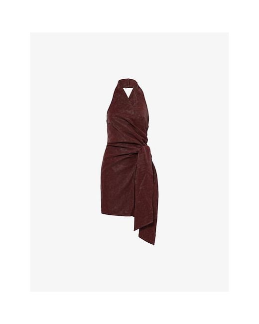 Amy Lynn Red Ingrid Wrap Faux-Leather Mini Dress