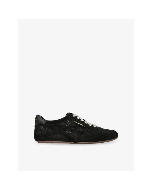 Sam Edelman Black Tobi Suede And Mesh Trainers