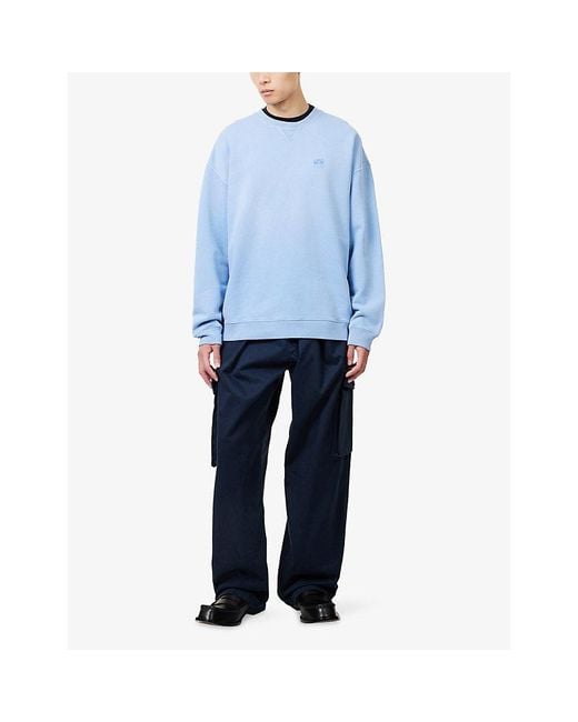 Loewe Blue Anagram-Embroidered Cotton Sweatshirt for men