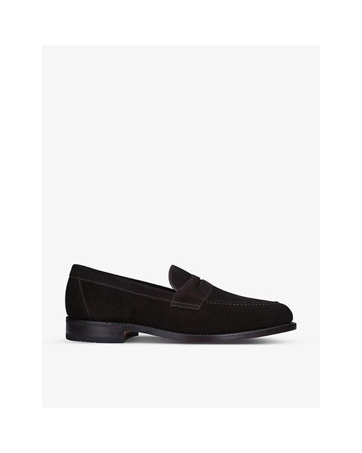Loake Black Imperial Strap Suede Loafers for men