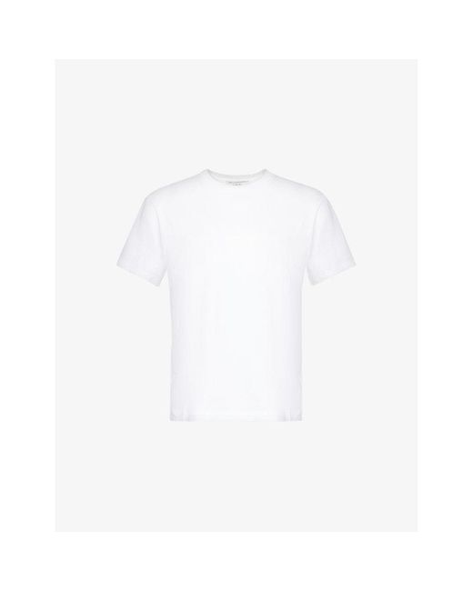 Vince White Round-Neck Ribbed-Trim Cotton-Jersey T-Shirt