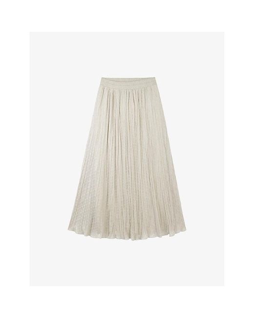 The White Company White Crinkle Elasticated-Waist Stretch-Woven Midi Skirt