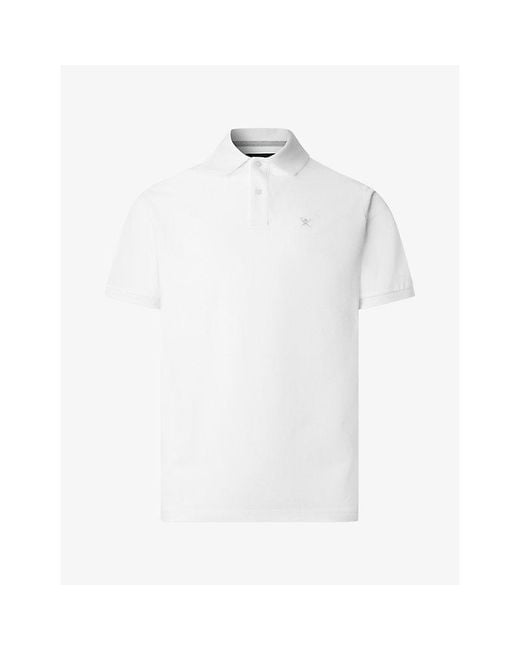 Hackett White Logo-Embroidered Slim-Fit Cotton Polo for men