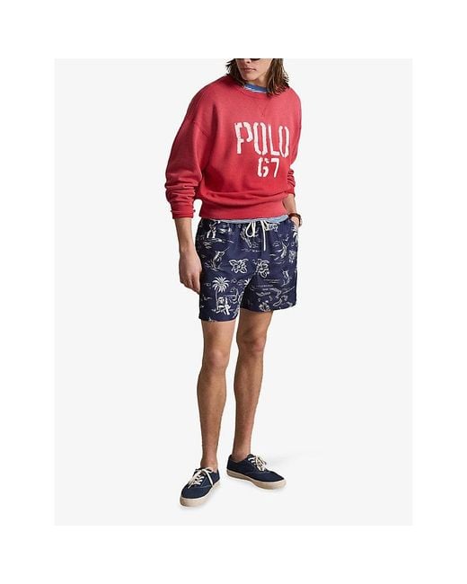 Polo Ralph Lauren Blue Traveller Tropical-Print Swim Shorts for men